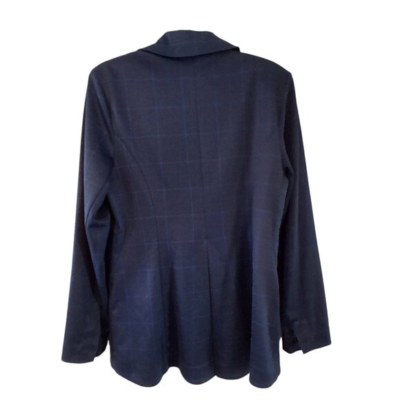 Cabi Sunset Kiss Blazer jacket womens 12 blue windowpane plaid - Picture 3 of 4